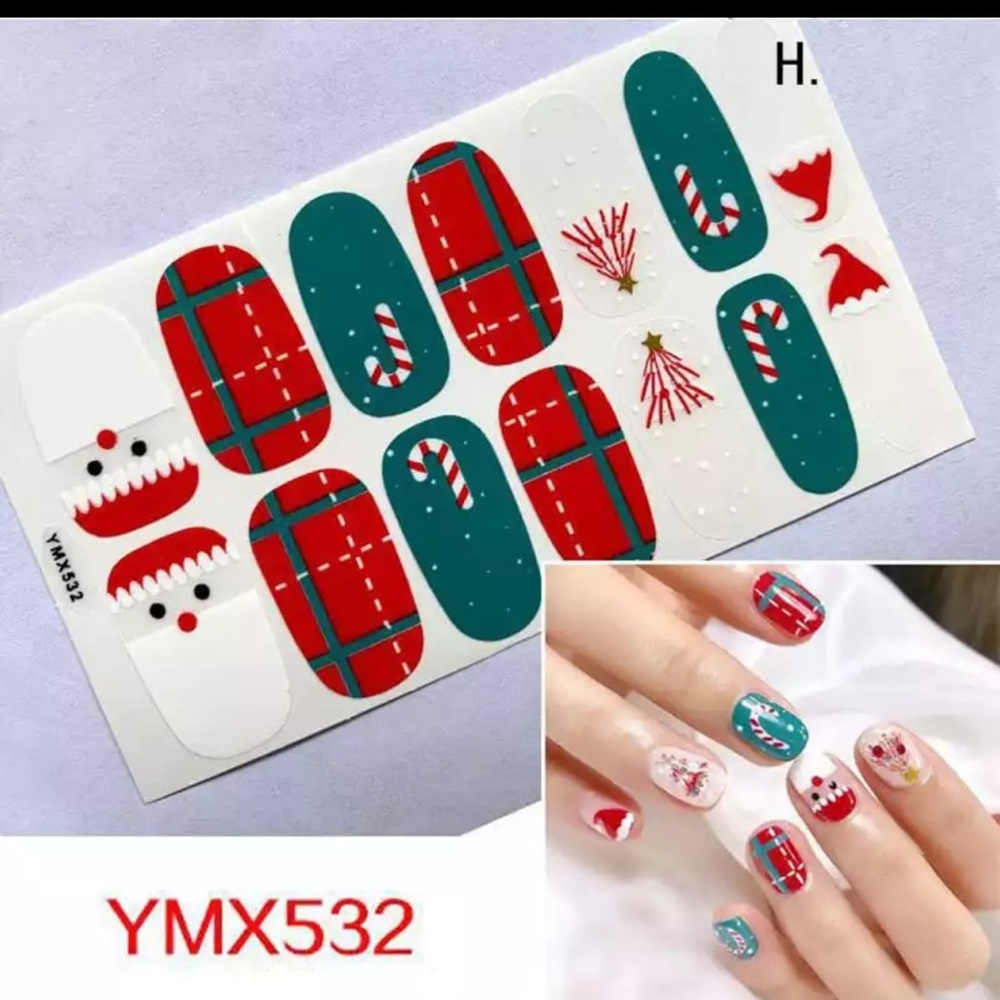 10 sheets of Christmas Nail Art Self Adhesive Stickers for Manicure